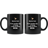 Marked safe from another day of being a stay at home Mom, mother's day gift black coffee mug