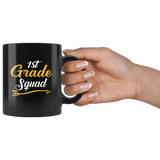 1st grade squad back to school black coffee mug