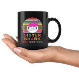 Vintage Retro Sister Shark doo doo doo black gift coffee mug