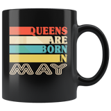 Queens are born in May vintage, birthday black gift coffee mug
