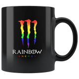 Rainbow energy LGBT black coffee mug