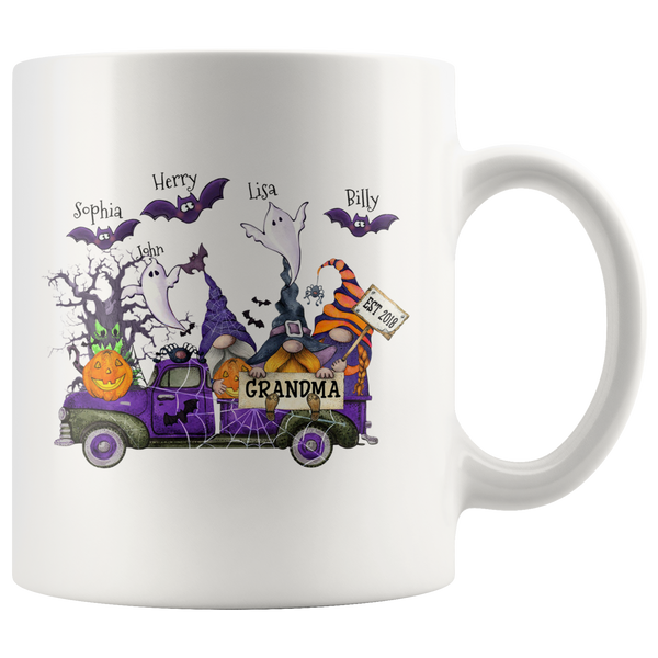 Personalized Halloween Gift Idea For Grandma Nana Mimi Gigi From Grandkids Name White Coffee Mug