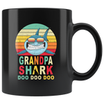 Vintage Retro Grandpa Shark doo doo doo black gift coffee mug