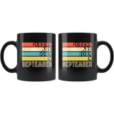 Queens are born in September vintage, birthday black gift coffee mug