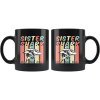 Retro Vintage sister shark doo doo doo black gift coffee mug