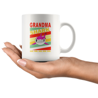 Vintage grandma shark doo doo doo white coffee mug, mother's day gift