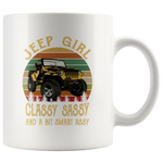 Jeep girl classy sassy and a bit smart assy vintage retro white gift coffee mug