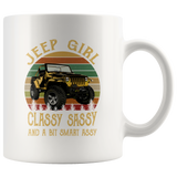 Jeep girl classy sassy and a bit smart assy vintage retro white gift coffee mug