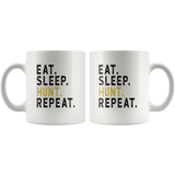 Eat sleep hunt repeat black gift coffee mug, like hunting