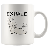 Yoga baby elephant exhale white coffee mug