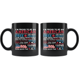 I'm Proud To Be An American Free Love This Land God Bless The USA Black Coffee Mug