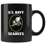 US Navy Seabees Black Coffee Mug