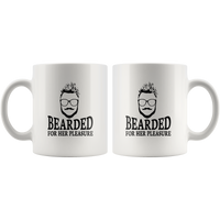 Bearded for her pleasure white coffee mug