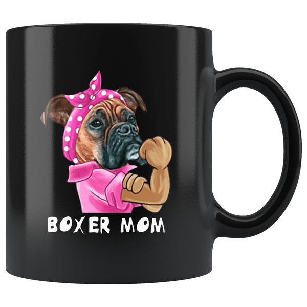 Pug Dog Boxer mom mother's day gift black coffee mug