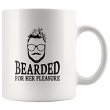 Bearded for her pleasure white coffee mug