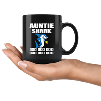 Auntie shark doo doo doo black coffee mugs aunt shark funny gift