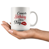 Cancer Birthday Diva Slay Lip white coffee mug