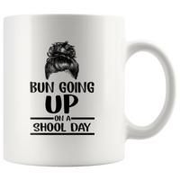 Bun going up on a school day girl white coffee mug