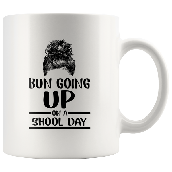 Bun going up on a school day girl white coffee mug
