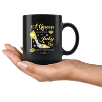 A Queen Was Born In July Glitter Diamond Shoes Birthday Gift For Girl Aunt Mom Black Coffee Mug