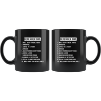 December Girl Will Keep It Real 100% Prideful Loyal To A Fault Savage Over-Thinks Everything Will Bury You With A Smile Black Coffee Mug