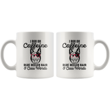 I run on Caffeine blue heeler hair and cuss words dog white coffee mug