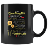 To My Granddaughter I Love You Are My Sunshine Sunflower Gift From Grandma Black Coffee Mug