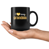 I Love Being Grandma Leopard Glitter Black Coffee Mug