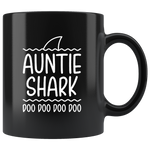 Black Coffee Mug Auntie shark doo doo doo gift for aunt