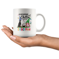 Quarantinin And Chillin With My Doberman Quarantine Gnome Shortage Toilet Paper Funny Gift For Dog Lover Women Whtie Coffee Mug