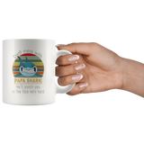 Don't mess with papa shark, punch you in your face vintage, daddy, dad, father's day white gift coffee mug