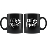 Cat mom paw cat mother's day gift black coffee mug