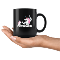 LGBT Unicorn dad and daughter papoulicorne black coffee mug