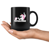 LGBT Unicorn dad and daughter papoulicorne black coffee mug