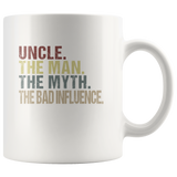 Uncle the man the myth the bad influence vintage white gift coffee mug