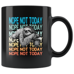 Lazy sloth nope not today vintage black coffee mug