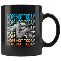 Lazy sloth nope not today vintage black coffee mug