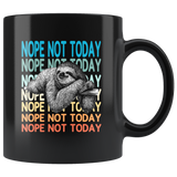 Lazy sloth nope not today vintage black coffee mug