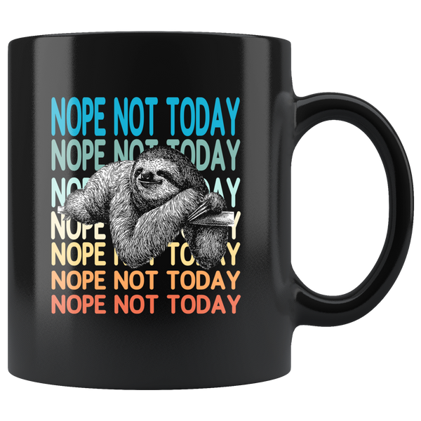 Lazy sloth nope not today vintage black coffee mug