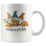Happy CNA Gnome Gnomies Autumn Pumpkin Sunflower Halloween Graphic Gift White Coffee Mug