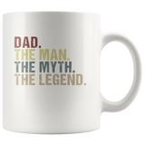 Dad the man the myth the legend vintage, father's day white gift coffee mug